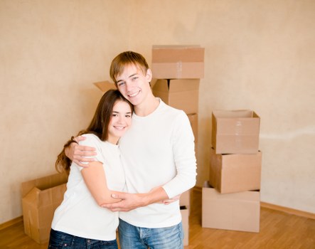 Packed office boxes and equipment ready for transport during a Sutton business move
